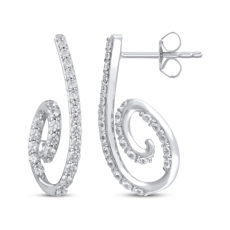 Main Image 3 of Diamond Inside-Out Spiral Swirl Earrings 3/4 ct tw 10K White Gold
