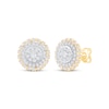 Thumbnail Image 1 of Multi-Diamond Circle Halo Stud Earrings 1 ct tw 10K Yellow Gold