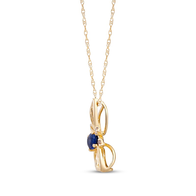 Main Image 2 of Oval-Cut Blue Sapphire & Diamond Accent Butterfly Necklace 10K Yellow Gold 18&quot;