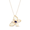 Thumbnail Image 3 of Oval-Cut Blue Sapphire & Diamond Accent Butterfly Necklace 10K Yellow Gold 18&quot;