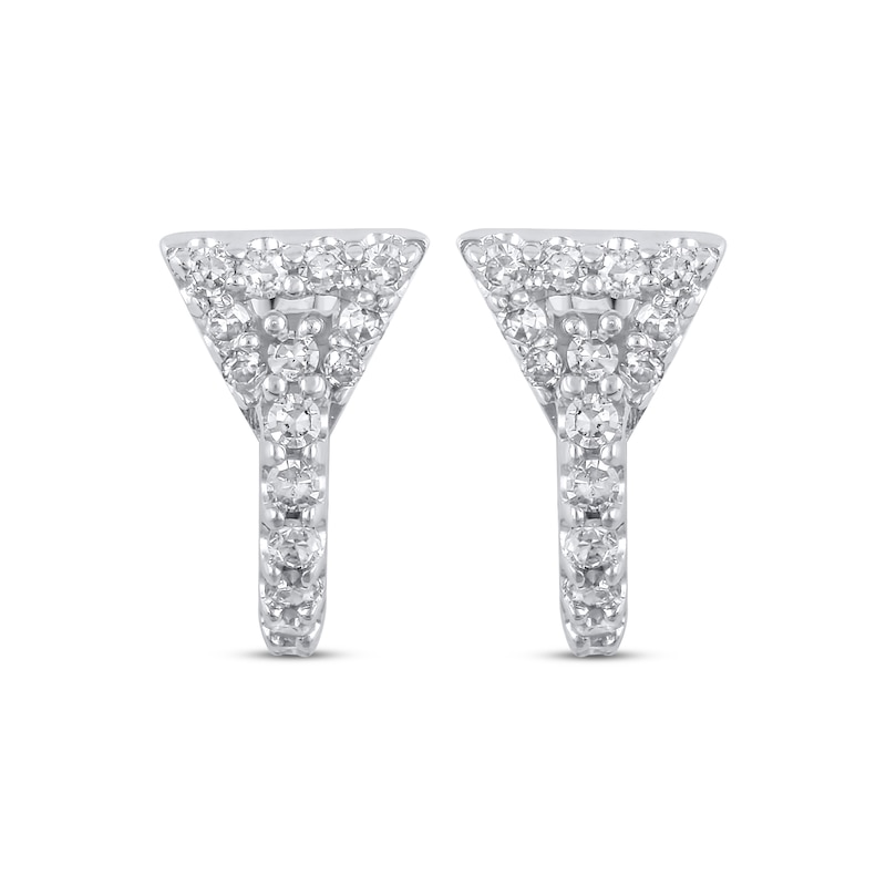 Main Image 2 of Diamond Triangle Mini Hoop Earrings 1/5 ct tw 10K White Gold