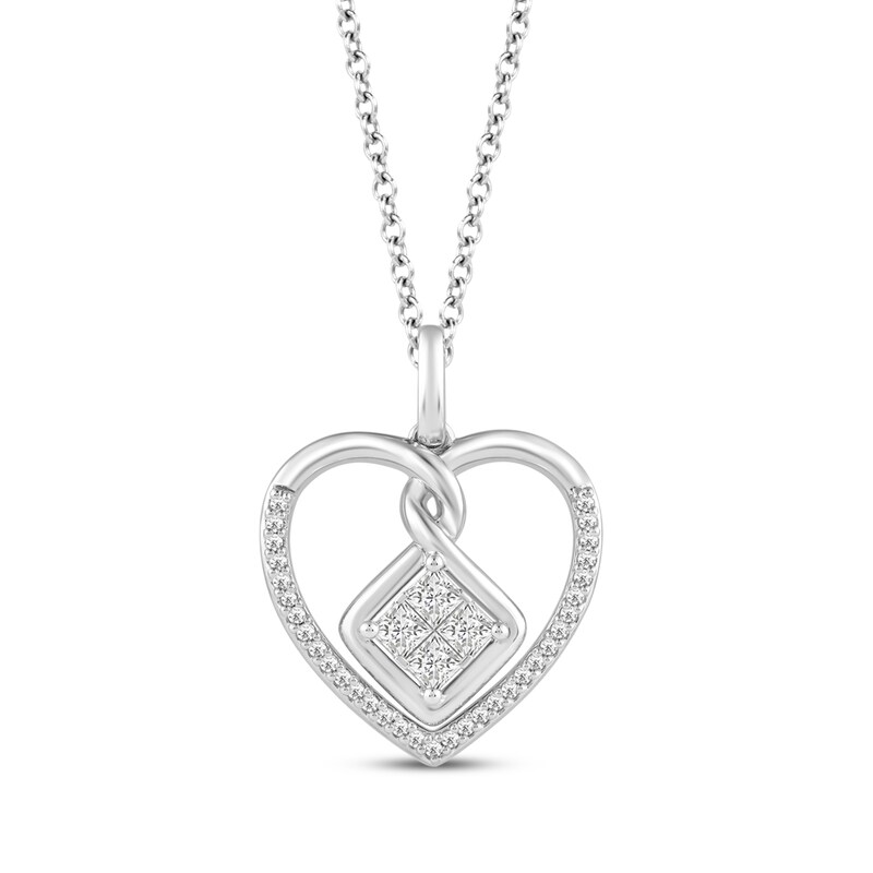 Main Image 1 of Hallmark Diamonds One Love Twisting Heart Necklace 1/3 ct tw Sterling SIlver 18&quot;