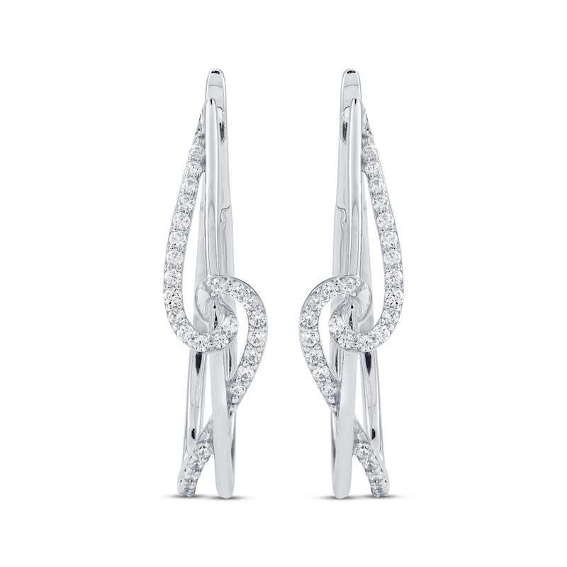 Main Image 2 of Diamond Swirl Crossover Hoop Earrings 1/3 ct tw 10K White Gold