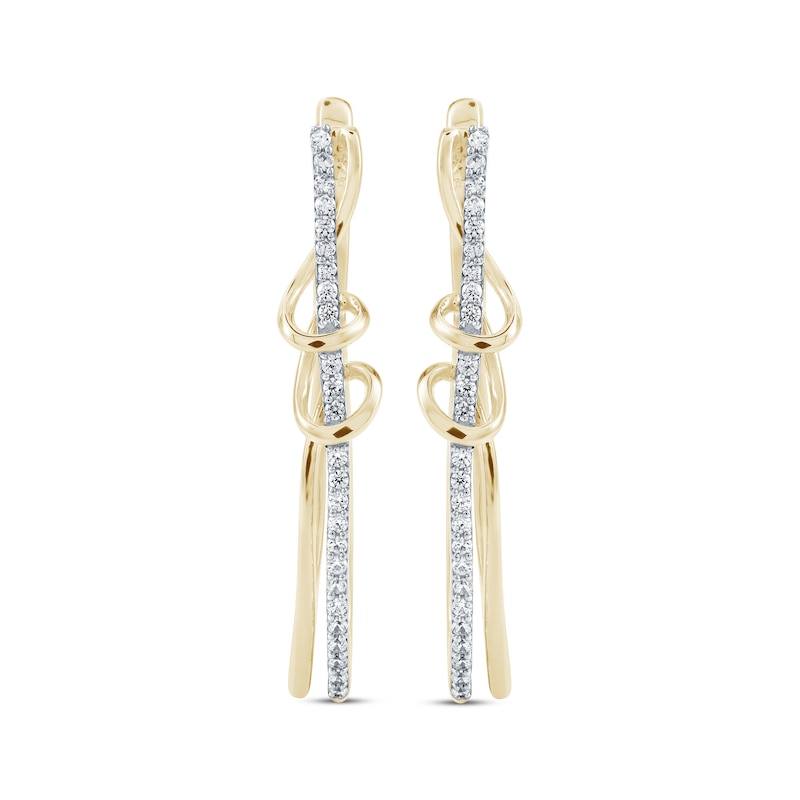Diamond Twisted Swirl Hoop Earrings 1/4 ct tw 10K Yellow Gold