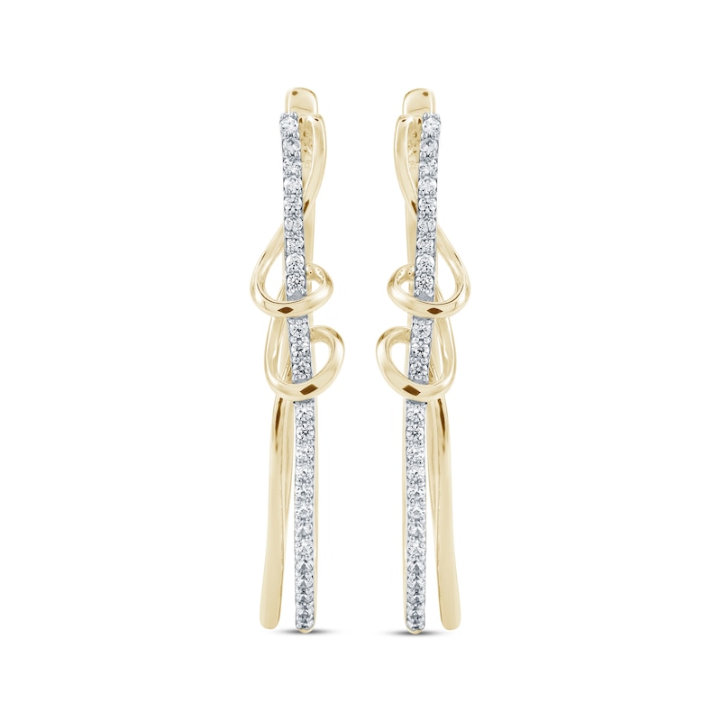 Main Image 2 of Diamond Twisted Swirl Hoop Earrings 1/4 ct tw 10K Yellow Gold