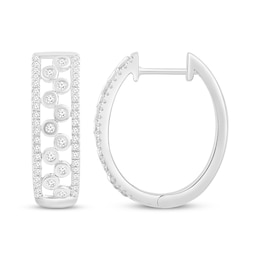 Bezel-Set Diamond Multi-Row Hoop Earrings 1/4 ct tw Sterling Silver