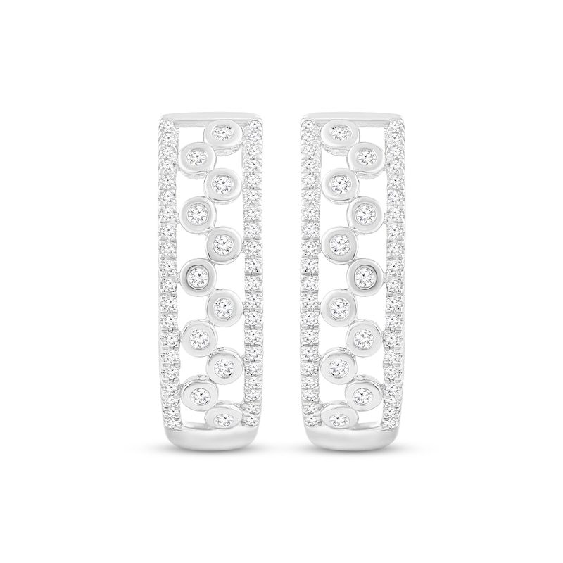 Main Image 2 of Bezel-Set Diamond Multi-Row Hoop Earrings 1/4 ct tw Sterling Silver
