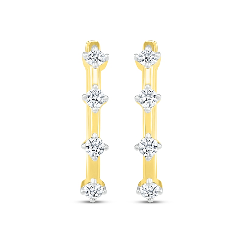 Main Image 2 of Diamond Station Hoop Earrings 3/8 ct tw 10K Yellow Gold