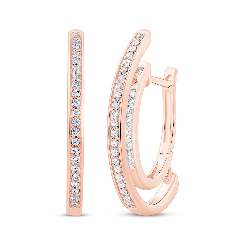 Unstoppable Love Diamond Double Hoop Earrings 1/2 ct tw 10K Rose Gold