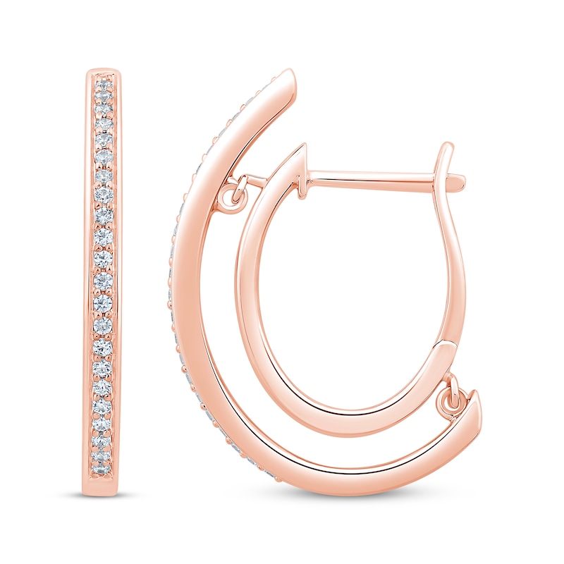 Main Image 3 of Unstoppable Love Diamond Double Hoop Earrings 1/2 ct tw 10K Rose Gold