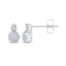 Diamond Circle Cluster Stud Earrings 1/10 ct tw 10K White Gold