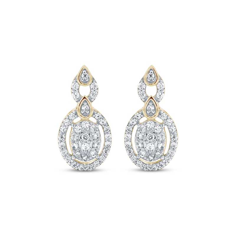 Main Image 2 of Diamond Oval Drop Stud Earrings 1/4 ct tw 10K Yellow Gold