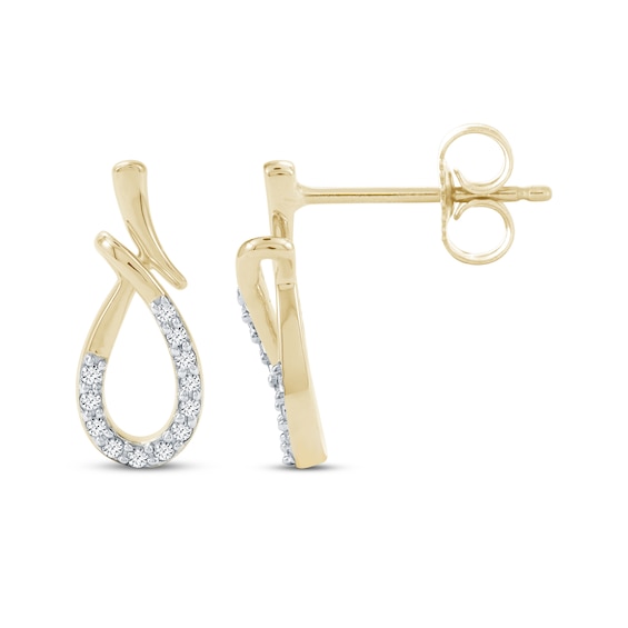 Diamond Teardrop Bypass Earrings 1/15 ct tw 10K Yellow Gold