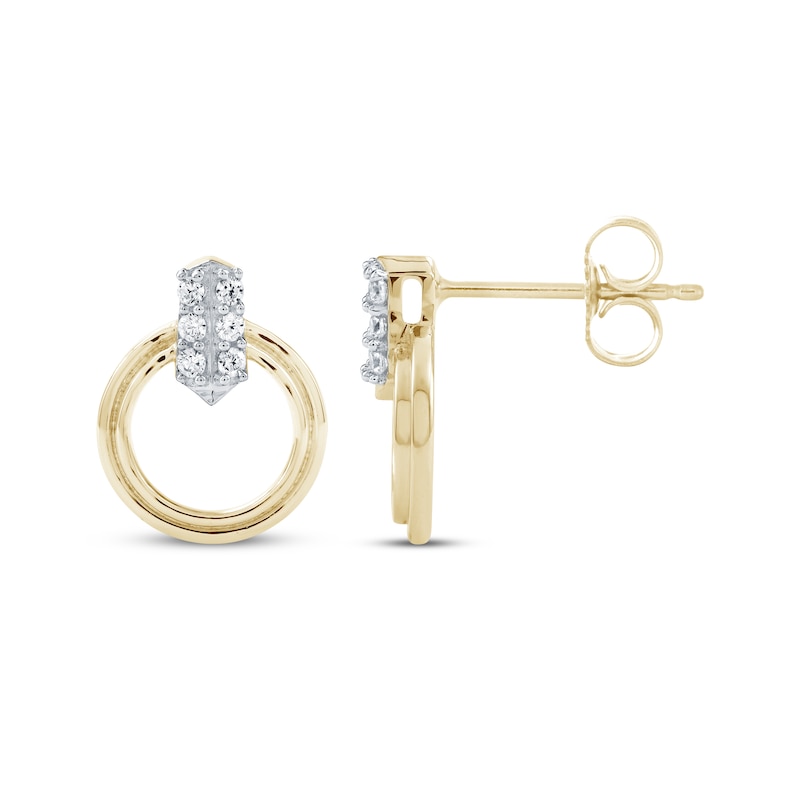 Main Image 1 of Diamond Doorknocker Earrings 1/15 ct tw 10K Yellow Gold