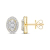 Thumbnail Image 3 of Multi-Diamond Oval-Frame Stud Earrings 1/4 ct tw 10K Yellow Gold