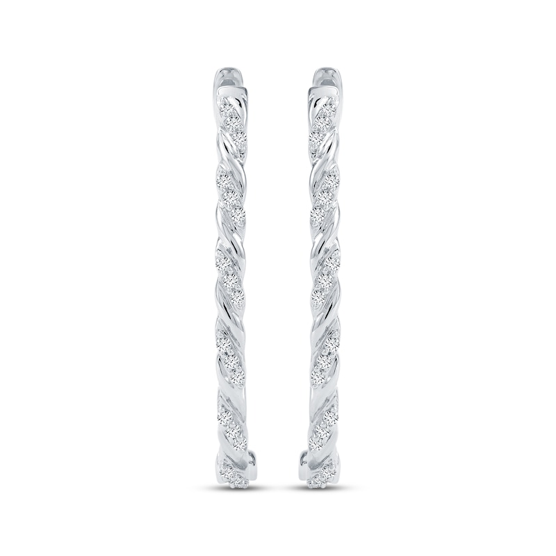 Main Image 2 of Diamond Twist Hoop Earrings 1/10 ct tw 10K White Gold