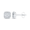 Thumbnail Image 1 of Baguette & Round-Cut Diamond Cushion-Shaped Stud Earrings 1/3 ct tw 10K White Gold