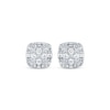 Thumbnail Image 2 of Baguette & Round-Cut Diamond Cushion-Shaped Stud Earrings 1/3 ct tw 10K White Gold