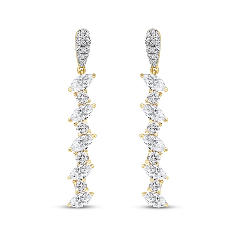 Main Image 2 of Marquise & Round-Cut Diamond Dangle Earrings 1-1/2 ct tw 14K Yellow Gold