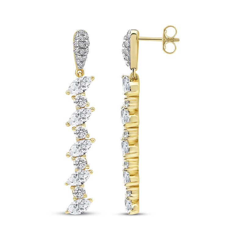 Main Image 3 of Marquise & Round-Cut Diamond Dangle Earrings 1-1/2 ct tw 14K Yellow Gold