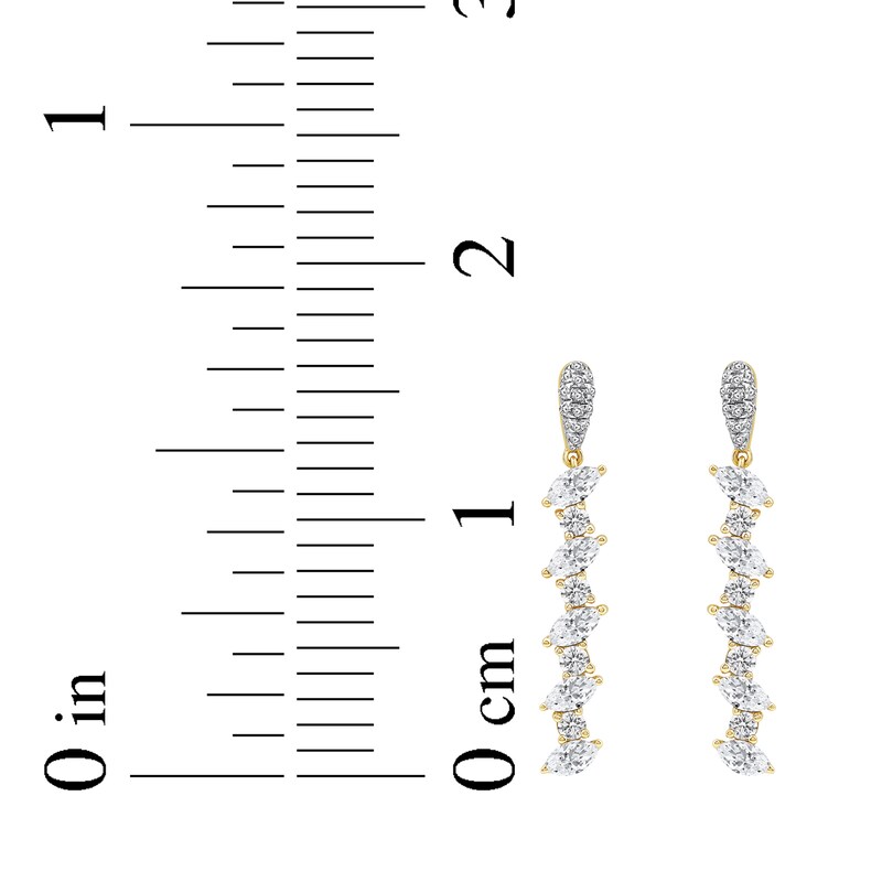 Main Image 5 of Marquise & Round-Cut Diamond Dangle Earrings 1-1/2 ct tw 14K Yellow Gold