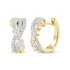 Thumbnail Image 1 of Oval & Round-Cut Diamond Crossover Hoop Earrings 1-1/2 ct tw 14K Yellow Gold