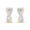Thumbnail Image 2 of Oval & Round-Cut Diamond Crossover Hoop Earrings 1-1/2 ct tw 14K Yellow Gold