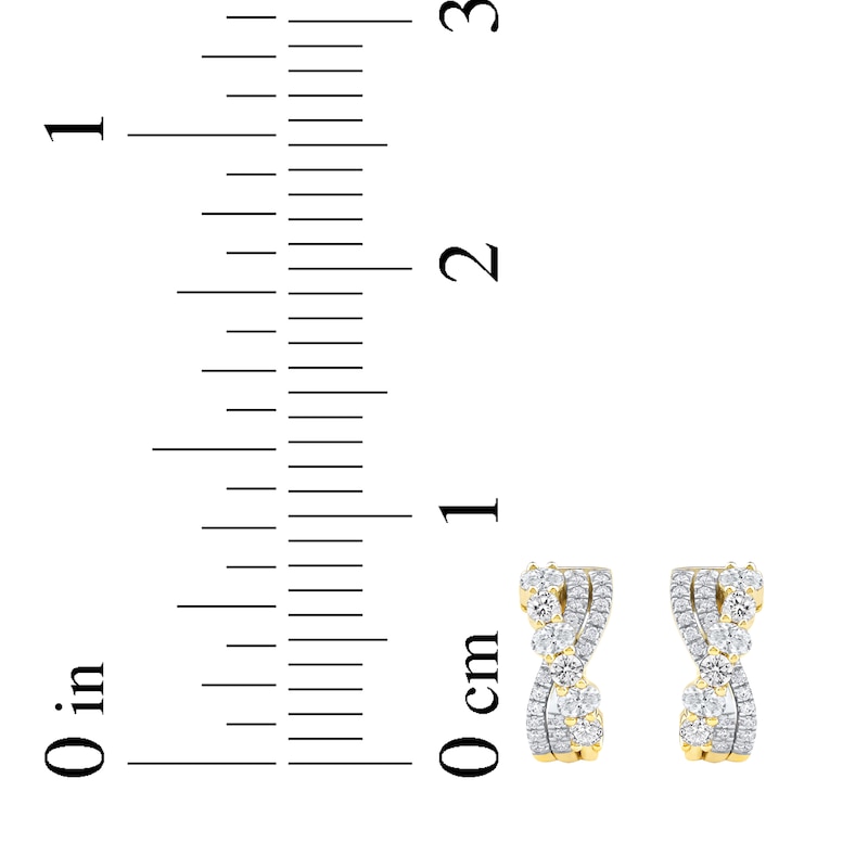 Main Image 5 of Oval & Round-Cut Diamond Crossover Hoop Earrings 1-1/2 ct tw 14K Yellow Gold