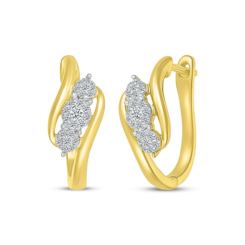 MultiDiamond Swirl Hoop Earrings 1/4 ct tw 10K Yellow Gold Kay