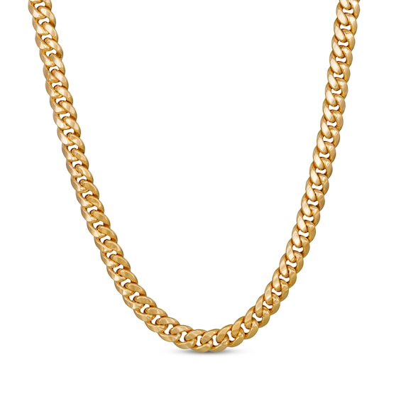 Cuban Curb Chain Necklace 9.3mm Hollow 10K Yellow Gold 22"