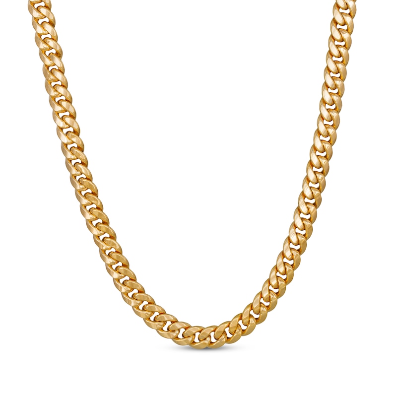 Main Image 1 of Cuban Curb Chain Necklace 9.3mm Hollow 10K Yellow Gold 22&quot;