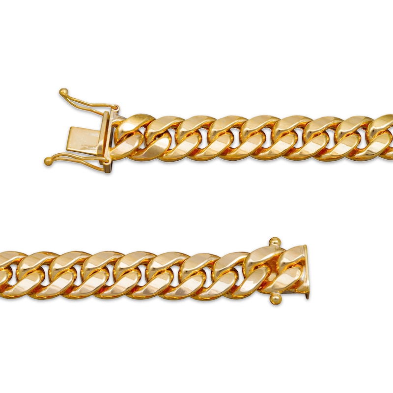 Main Image 3 of Cuban Curb Chain Necklace 9.3mm Hollow 10K Yellow Gold 22&quot;