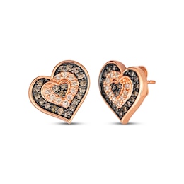 Le Vian Diamond Tilted Heart Stud Earrings 1/2 ct tw 14K Strawberry Gold