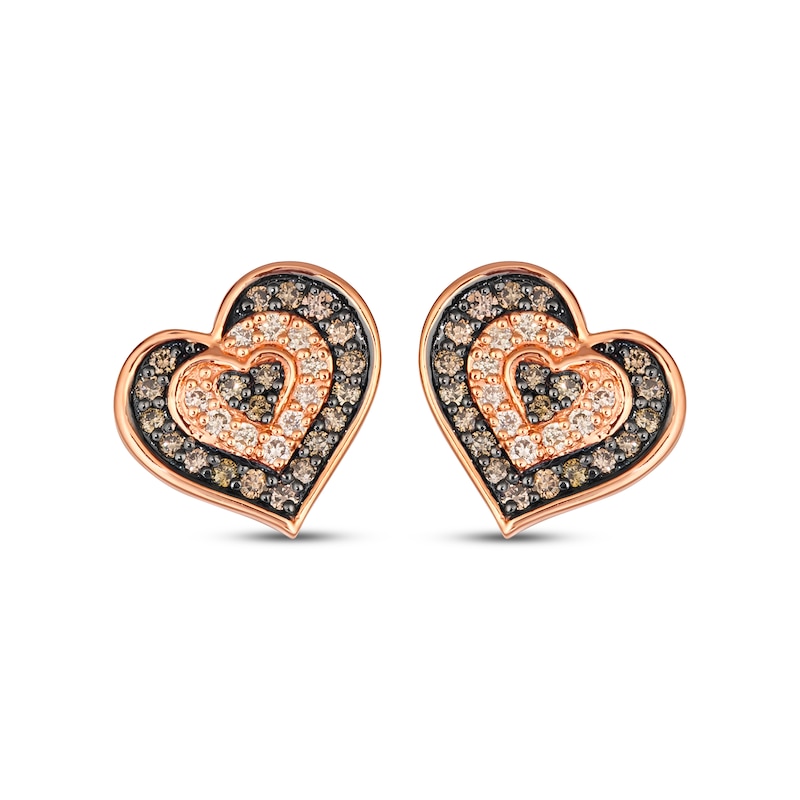 Main Image 2 of Le Vian Diamond Tilted Heart Stud Earrings 1/2 ct tw 14K Strawberry Gold