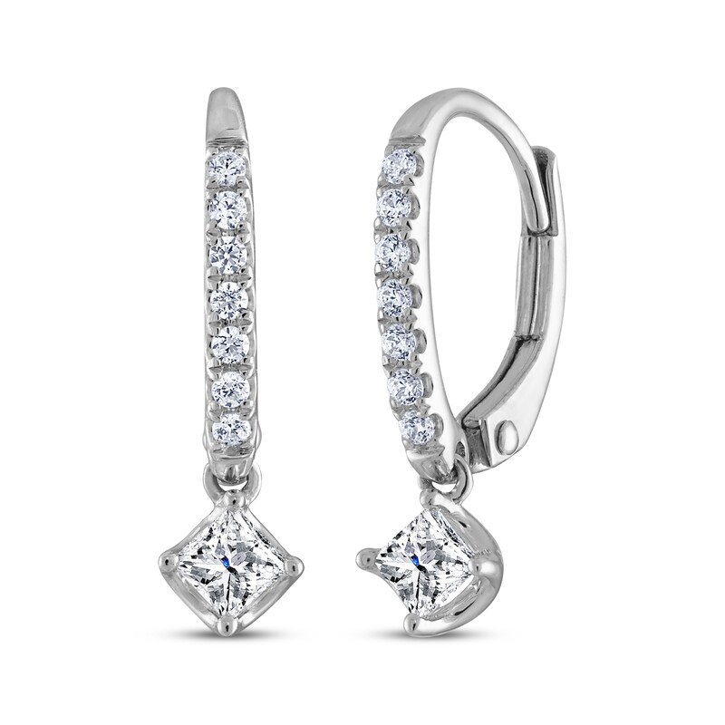 THE LEO Diamond Princess-Cut Dangle Earrings 3/8 ct tw 14K White Gold