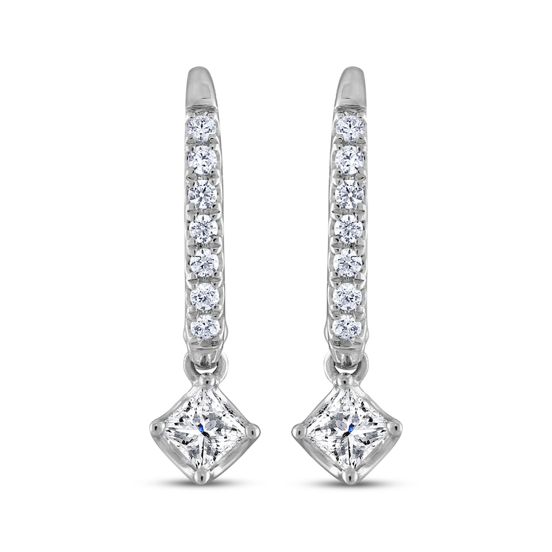 Main Image 2 of THE LEO Diamond Princess-Cut Dangle Earrings 3/8 ct tw 14K White Gold