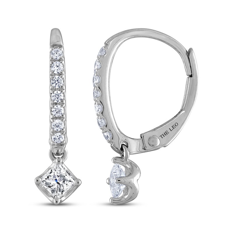 Main Image 3 of THE LEO Diamond Princess-Cut Dangle Earrings 3/8 ct tw 14K White Gold