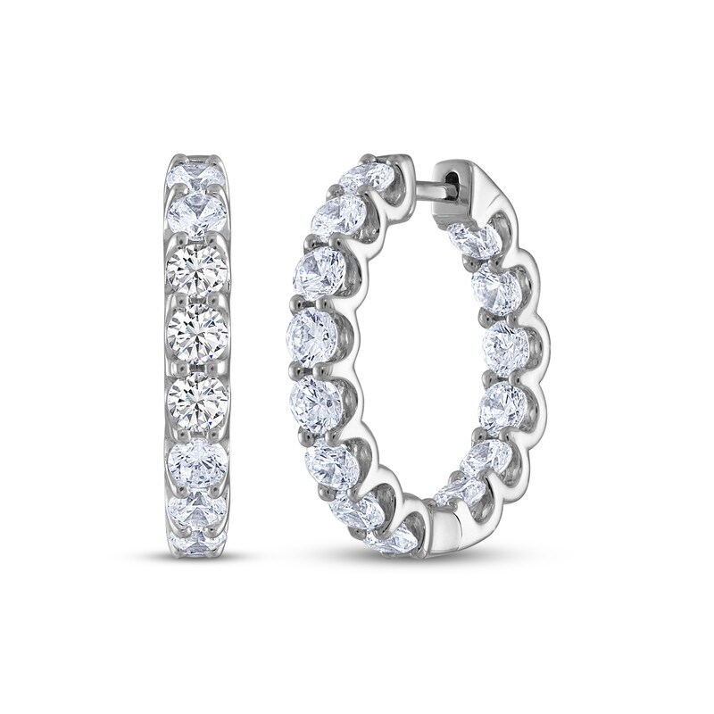 Main Image 1 of THE LEO Diamond Inside-Out Hoop Earrings 3 ct tw 14K White Gold