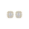 Thumbnail Image 1 of THE LEO Diamond Princess-Cut Halo Stud Earrings 1 ct tw 14K Yellow Gold