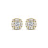 Thumbnail Image 2 of THE LEO Diamond Princess-Cut Halo Stud Earrings 1 ct tw 14K Yellow Gold