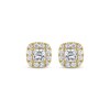 Thumbnail Image 1 of THE LEO Diamond Princess-Cut Halo Stud Earrings 1 ct tw 14K Yellow Gold