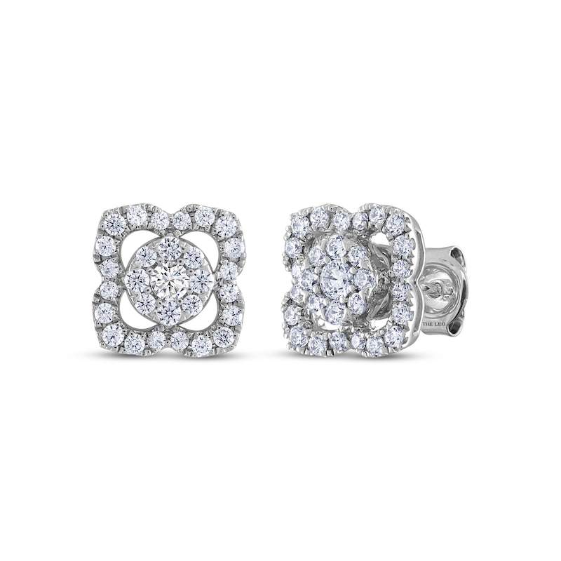 THE LEO Diamond Flower Stud Earrings 3/4 ct tw 14K White Gold