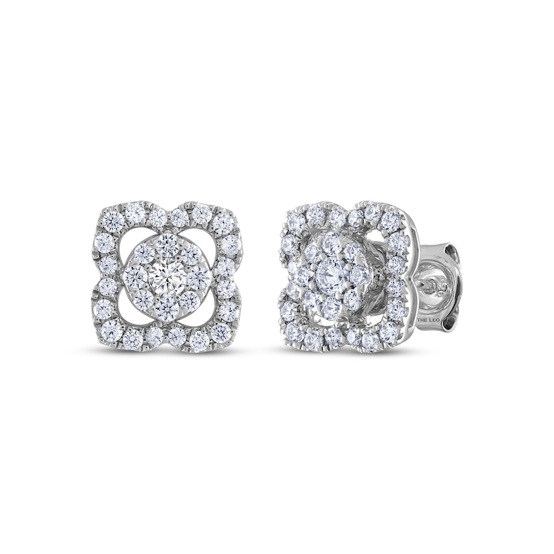 Main Image 1 of THE LEO Diamond Flower Stud Earrings 3/4 ct tw 14K White Gold