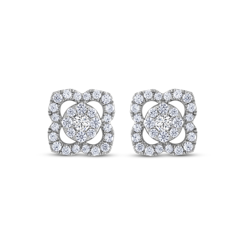 THE LEO Diamond Flower Stud Earrings 3/4 ct tw 14K White Gold