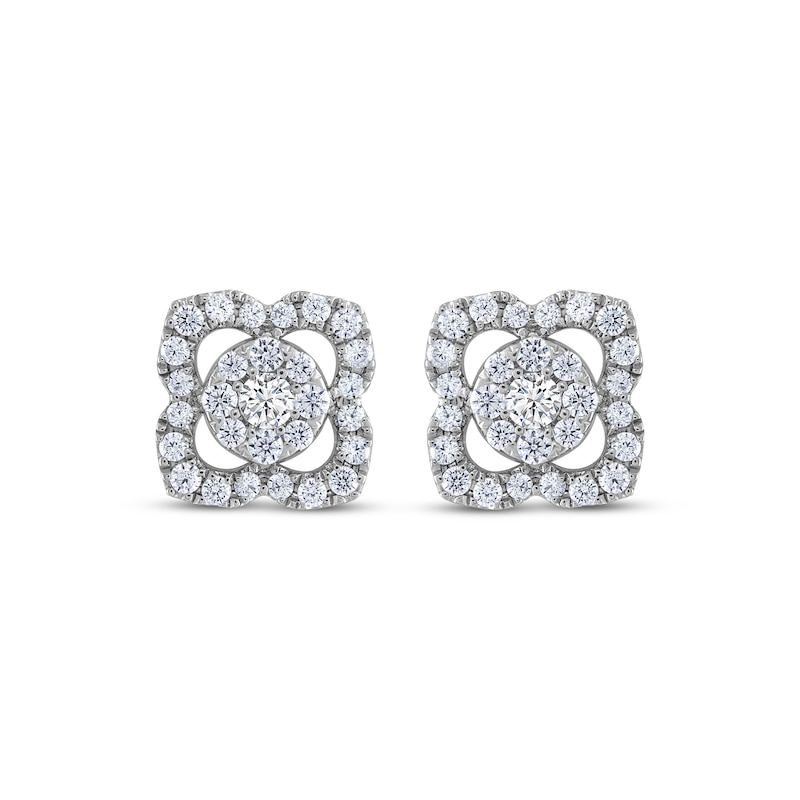 Main Image 2 of THE LEO Diamond Flower Stud Earrings 3/4 ct tw 14K White Gold