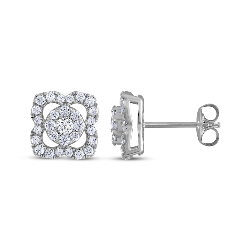 THE LEO Diamond Flower Stud Earrings 3/4 ct tw 14K White Gold | Kay