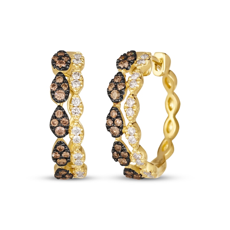 Main Image 1 of Le Vian Venetian Mosaic Diamond Hoop Earrings 5/8 ct tw 14K Honey Gold