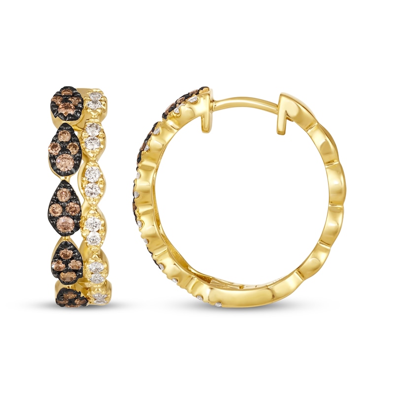 Main Image 3 of Le Vian Venetian Mosaic Diamond Hoop Earrings 5/8 ct tw 14K Honey Gold