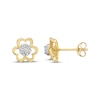 Thumbnail Image 1 of Multi-Diamond Heart Flower Frame Earrings 1/6 ct tw 10K Yellow Gold
