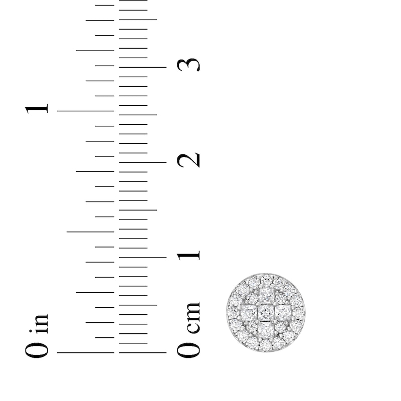 Main Image 4 of Princess & Round-Cut Multi-Diamond Stud Earrings 5/8 ct tw 10K White Gold